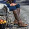 Bottes en cuir à tige haute et bout rond plat pour femmes grandes tailles automne/hiver 2021