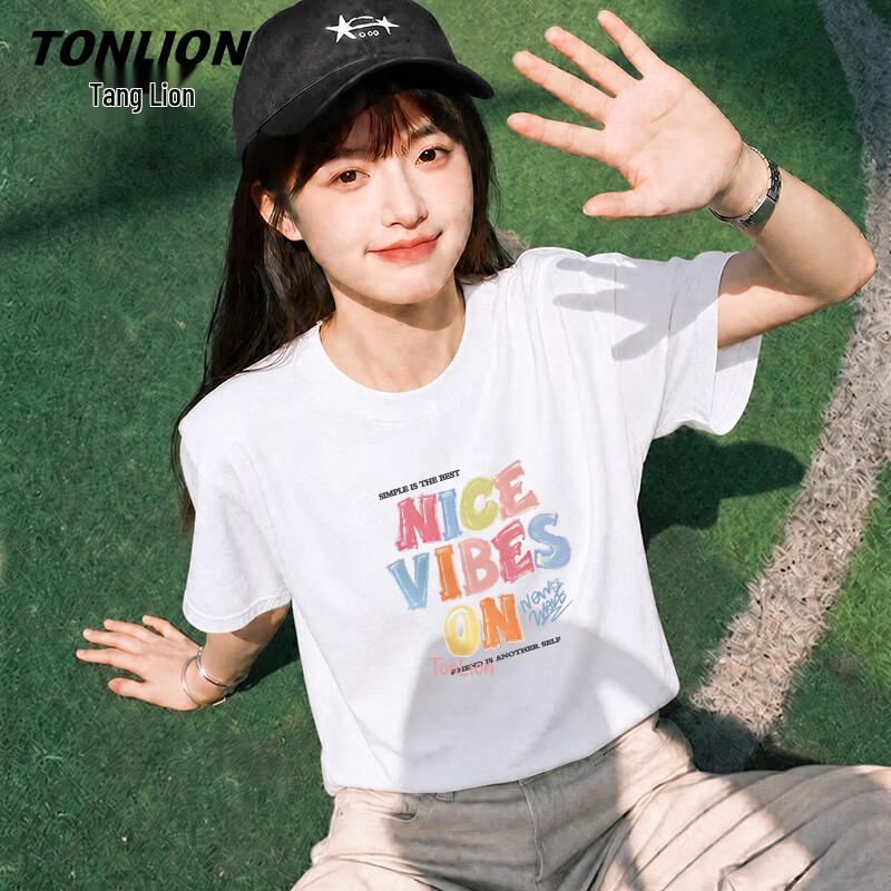 TonLion Women s Cartoon Graphic Loose Fit Cotton T-Shirt XL