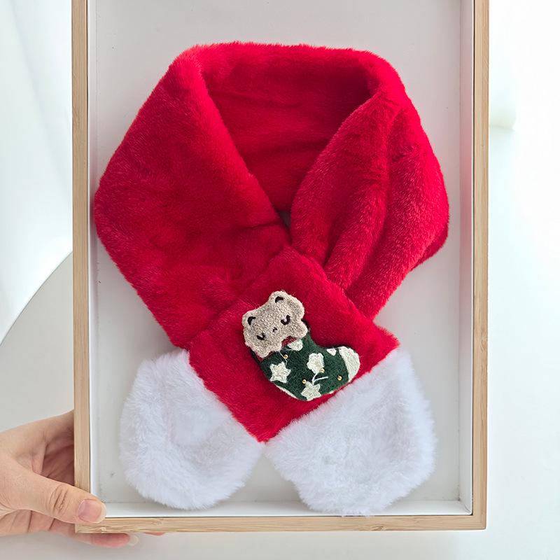 Kids' Red Knit Scarf: Winter Plush Neck Warmer