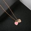 Stainless Steel Double Heart Clavicle Chain Necklace for Women - Simple and Versatile with Resin LOVE Pendant
