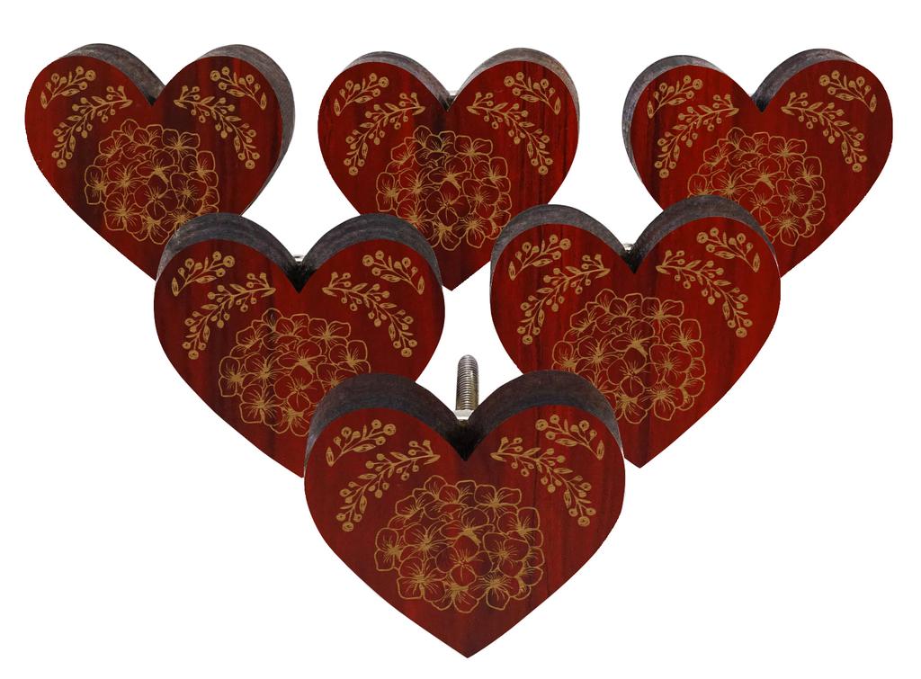 IBA Indianbeautifulart Brown Engraved Knobs Wooden Cupboard Door Knobs Pull Handle Pack of