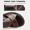 New Summer Top Layer Cowhide Sandals Men's Leather Breathable Beach Shoes Trendy Casual Leather Sandals and Slippers