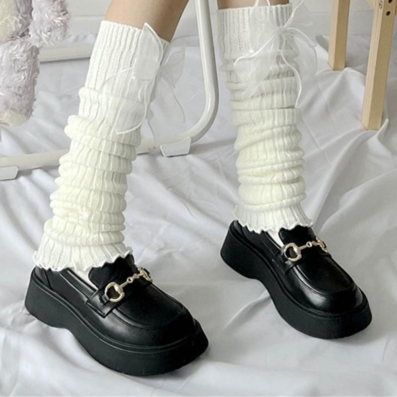 Womens Knee High Leg Warmer Socks Knitting Ankle High Bandage Leg Sleeve Boot Long Tube Knitted Leg Sleeve Calf Covers