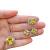Jewelry Xiaoqing Simulation Yellow Diamond Princess Square Set, Main Stone 12 * 12 10 * 10 8 * 8