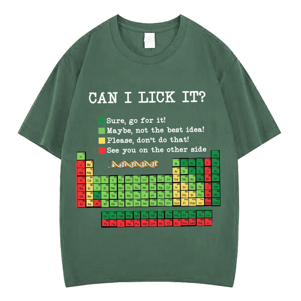 T-shirt Divertente Tavola Periodica Posso Leccarlo Chimica Estate Manica Corta Ampia Casual Cotone T-shirt Hiphop Moda T-shirt