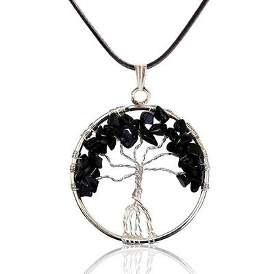 Black Tourmaline Stone Natural Healing Crystals and Stones Crystal Pendants Necklace for Women Good Luck Charm