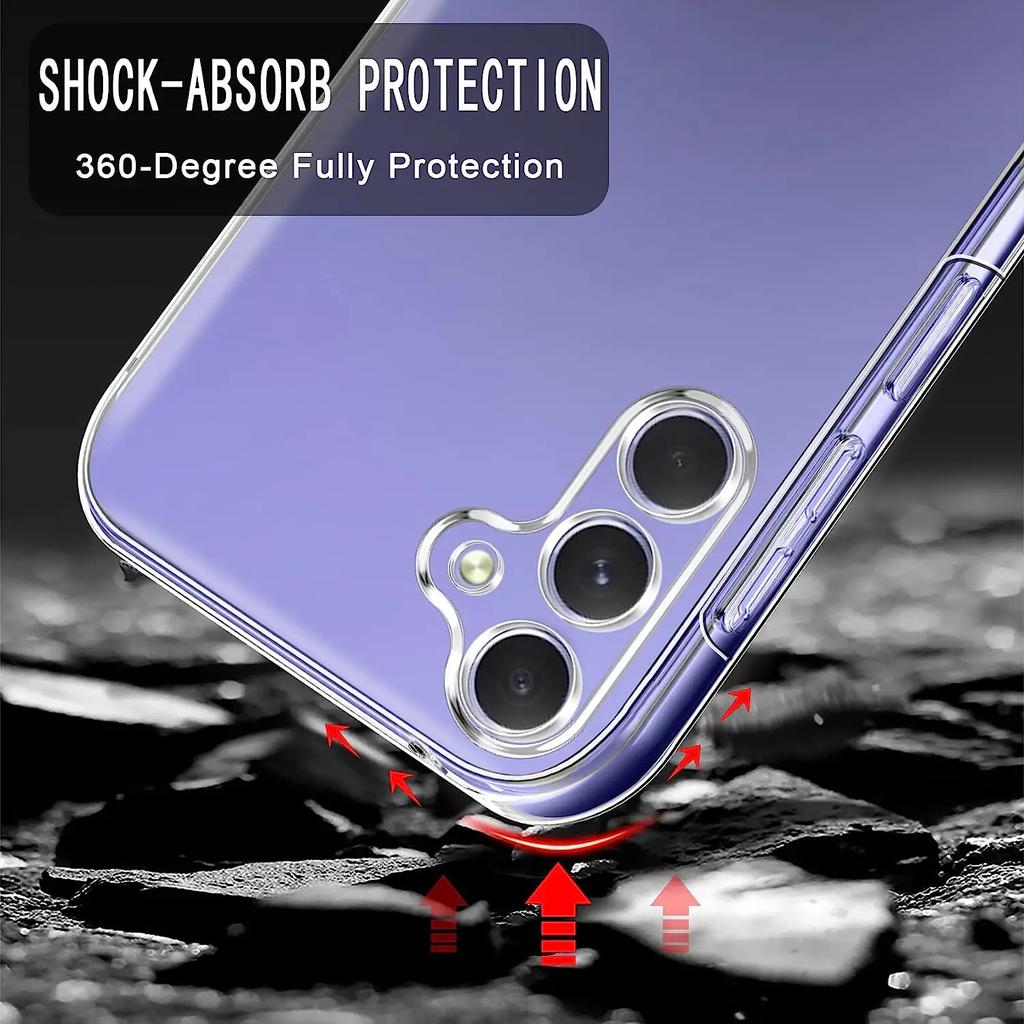 360 Full Protection Silicone Clear Case For Samsung Galaxy S24FE A56 A36 A16 A06 A26 A55 A35 A05S A54 A34 A24 Transparent Cover