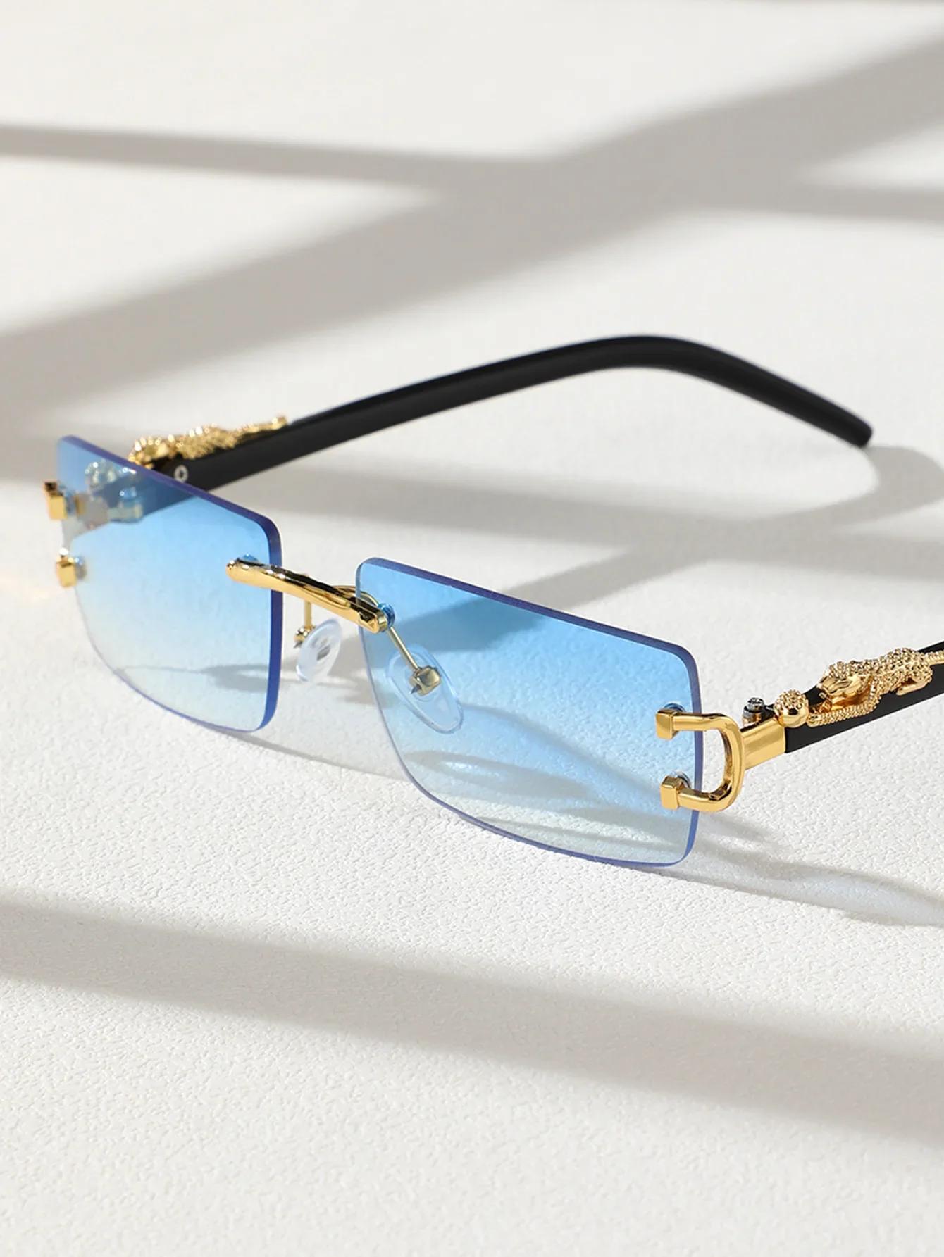 Fashionable Gradient Trendy Frameless Rectangular Personalized Sunglasses For Daily Life