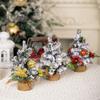 Small Tabletop Festival Display Tree Plush Trimmed Miniature Christmas Tree Festival Table Ornament for Home Decors