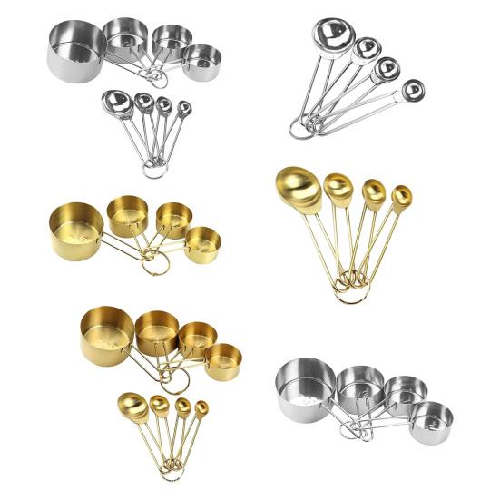 Stainless Steel Measuring Cup Measuring Spoon Set Ergonomic Handles Measuring Cups & Spoons Set Dishwasher Safe Kitchen Tools for Cooking &