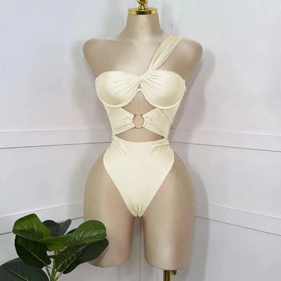 Underwire Swimwear Women Cut Out One Piece Swimsuit One Shoulder High Leg Bathing Suit Bodysuit Monokini Summer