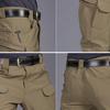 Men Tactical Training Pants Cotton Linen Blend Multiple Pocket Urban Commuter Cargo Trousers Slim Fit Joggers for