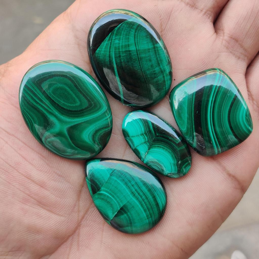 Natural Hand Polished Cabochon Lot, Mix Malachite Lot, Designer Green Malachite Cabochon Gemstone, Malachite For Making Jewelry Pendent.
