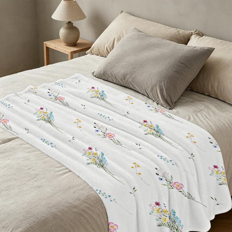 Thick Floral Flannel Throw Blanket Warm & Soft, Cozy for Home & Guest Room Spare, Perfect for Halloween & Christmas, Single Size for Relax