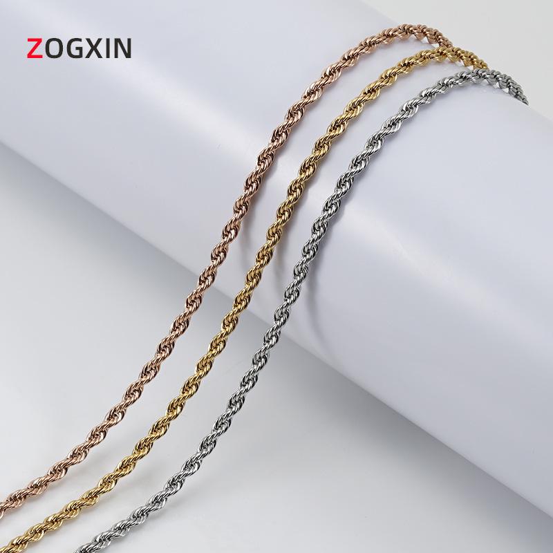 

Rose Gold Twisted Chain Necklace Pendant in Stainless Steel for Men and Women