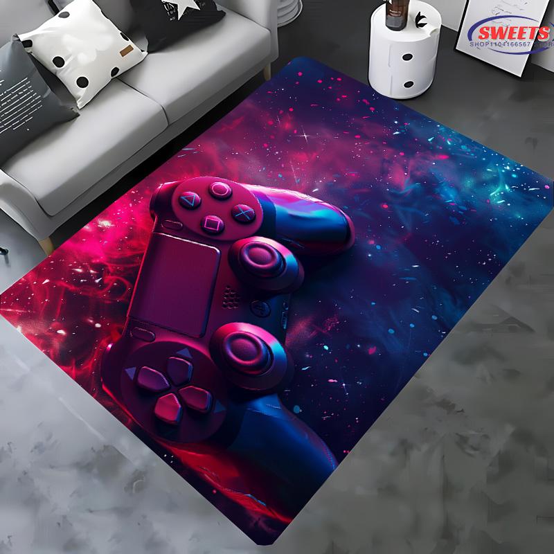 HD Home Area Gamer Rug with Game Controller Design,Non Slip Floor Tapete for Kids,Decor Carpet for Living Room Bed Playrooms Mat