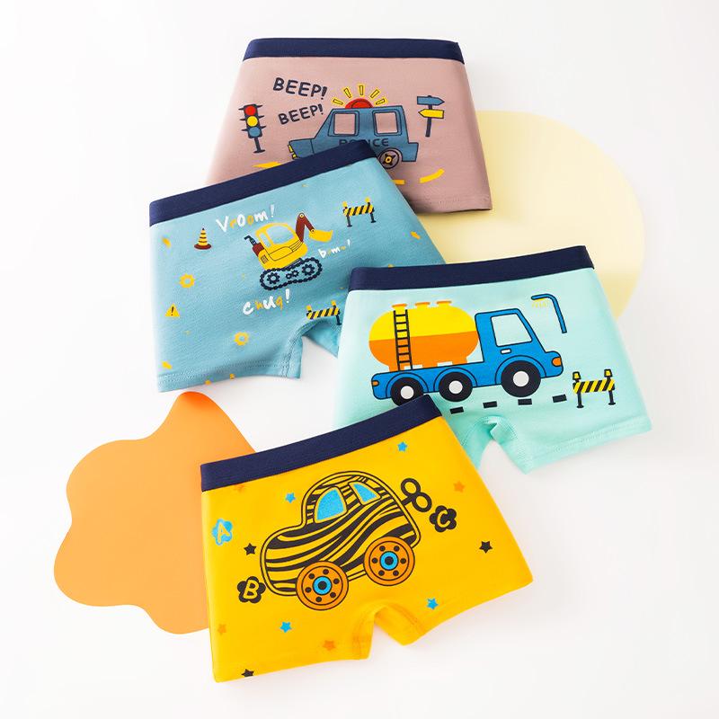 

Детские боксеры-брифы из чистого хлопка - Детское нижнее белье для мальчиков, Дизайн с плоскими штанинами класса А 2XL (55-75 lbs)