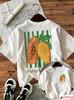 T-shirt Grafica Frutto Papaya a Strisce Colorate Maglietta Casual Rilassata per Unisex Unisex Viaggio Quotidiano Vacanza Look alla Moda da Strada
