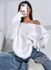 2025 Autumn Off-Shoulder Long-Sleeve Pullover Sweatshirt - Casual American Style for Women