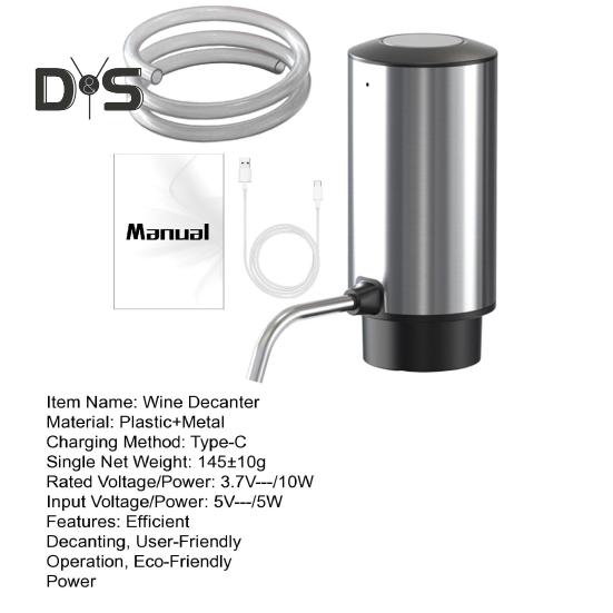 Elektrický dekantér na víno Automatický provzdušňovač vína USB dobíjecí jednodotykový dávkovač vína Výkonný nalévač vína pro rychlou dekantaci Dárek pro milovníky vína