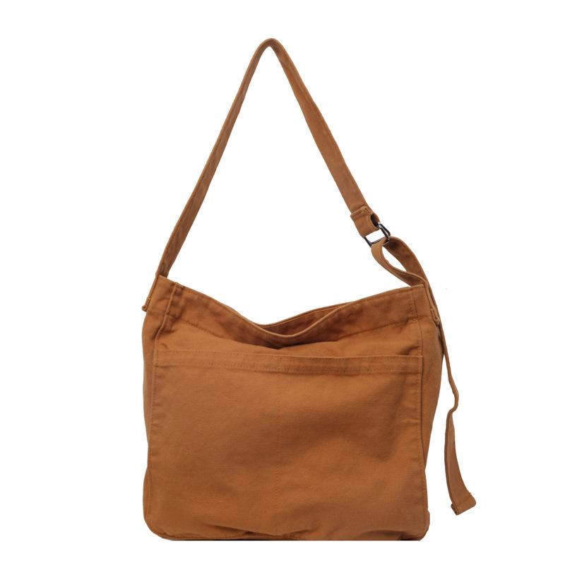 

Хлопковая холщовая сумка Сумка-мессенджер для студентки Классная тканевая сумка Сумка для поездок на работу Тканевая сумка большой вместимости Японская наплечная сумка коричневый