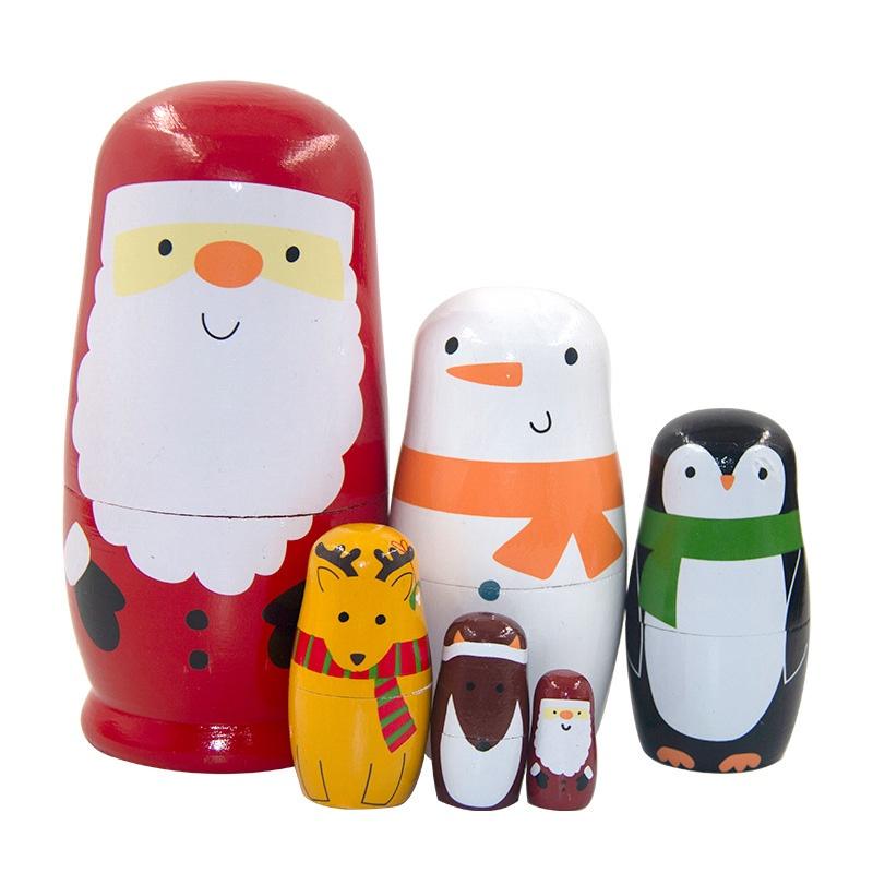 Charming Wooden Santa Claus Nesting Doll Set 6 Layers Of Festive Home Decor And Gifts For The Holidays