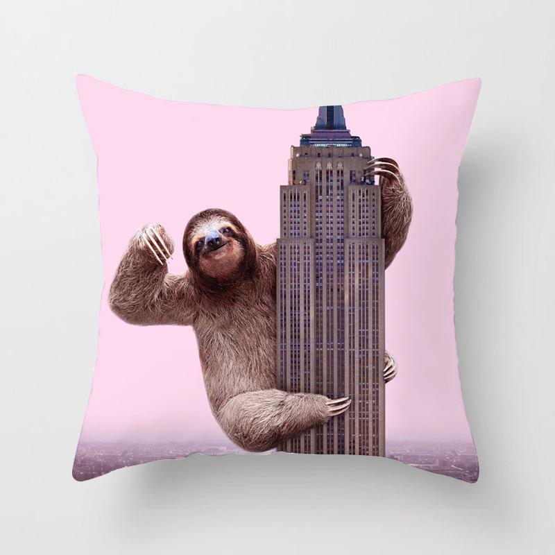 Pillow Print Cartoon Flamingo Grass Mud Horse Cushion Peach Leather Velvet Polyester Pillow Cover