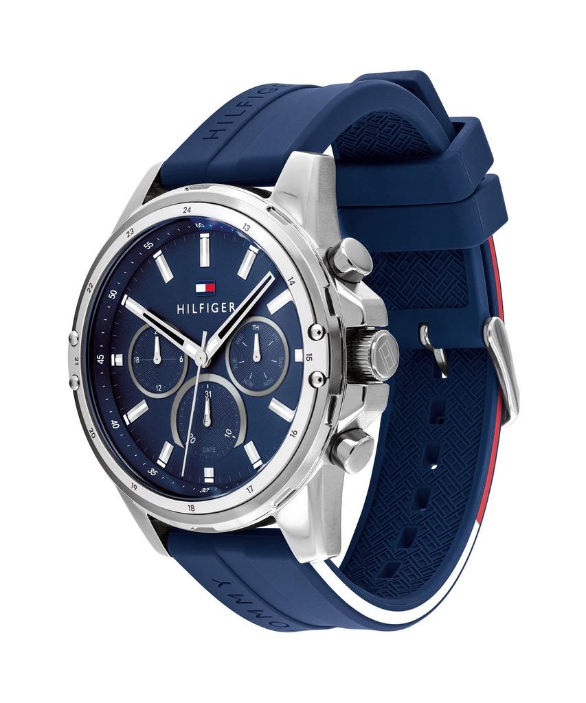 Tommy Hilfiger MASON 1791791 Men's Wristwatch, Round Stainless Steel Case, Day-Date Calendar, Crystal Glass, Blue
