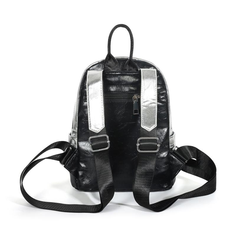 Silver Backpack Women PU Outdoor Backpack
