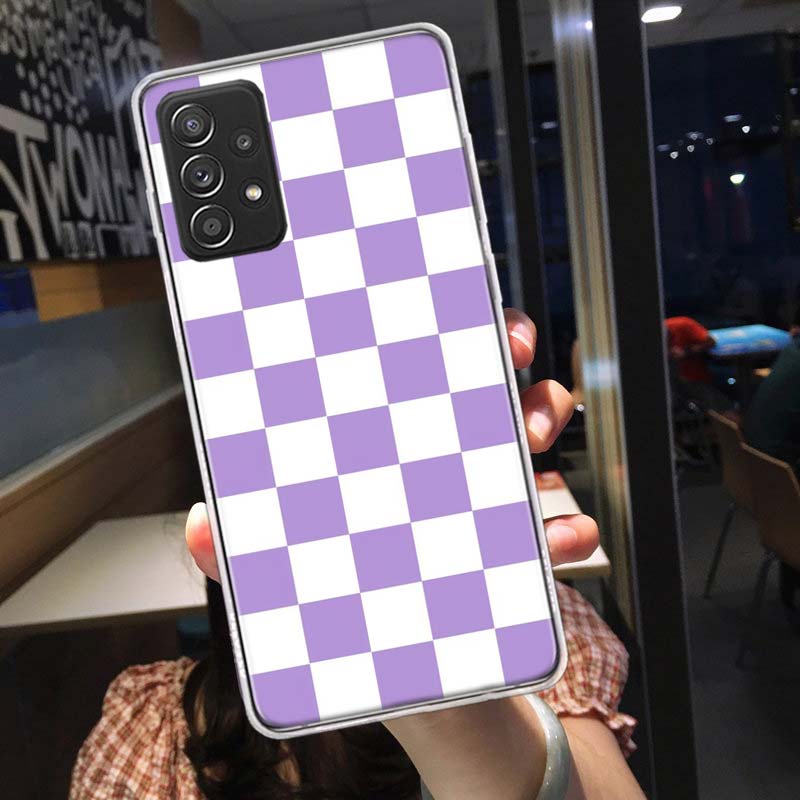 Retro Classic Chess Board Grid Phone Case for Samsung A54 A57 A37 A17 A14 A15 A12 A24 A34 A55 A35 A25 A52S A07 A05S A04S A22 A32