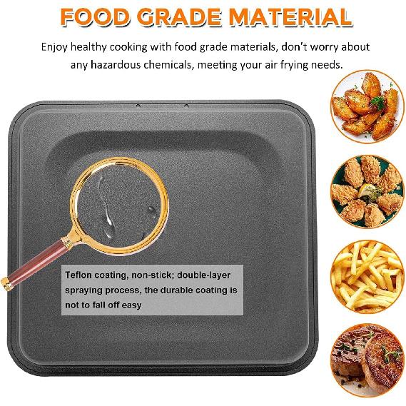 2PCS Air Fryer Drip Tray for Instant Vortex Plus Air fryers, Premium Rectangular Nonstick Oil Drip Pan for Instant Vortex Pro Innsky Chefman PowerXL