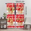 Red Strawberry Picnic Pattern Curtains Gingham Plaid Window Drapes Cottagecore Farmhouse Style Decorative Window Treatment