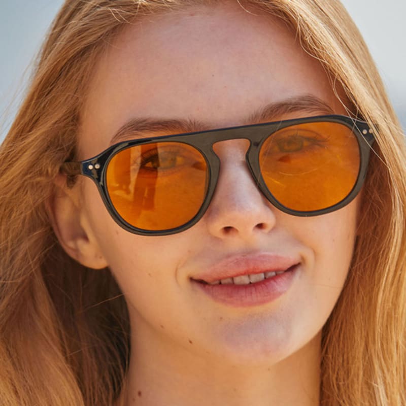 KOLEAT WOMEN Layered Horn-Rimmed Black Big Round UV-Blocking Tinted Sunglasses [BRCOR]