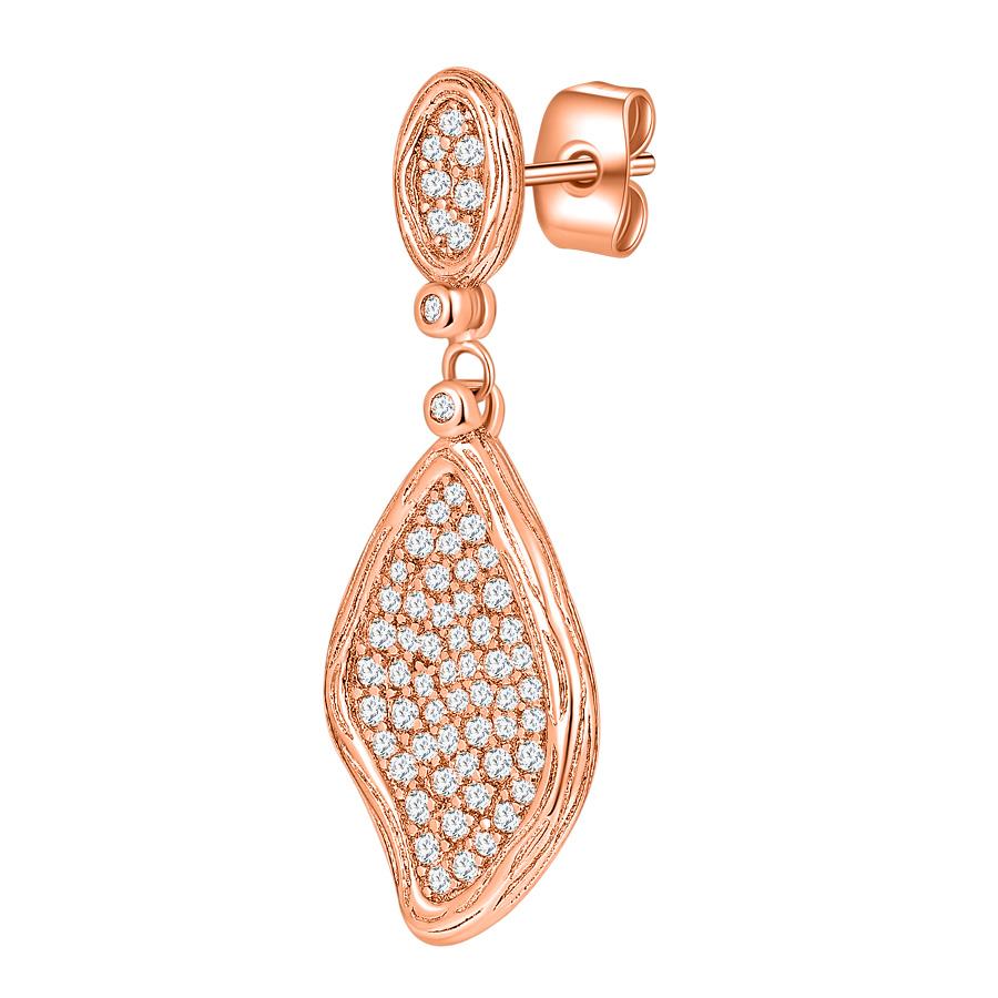 

Нерегулярность Лист Трехцветные Серьги-гвоздики Циркон Оптовая Женская Западная Медная Серьга розового золота