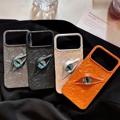 Galvanizovaný 3D kryt na telefon s motivem oka pro sérii iPhone 11-17, TPU nárazuvzdorný kryt s texturou cínové fólie, Módní umělecký design