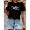 Women's Dorfkind Und Stolz Drauf Letter Print T-Shirt Short Sleeve Crew Neck Casual Summer Top