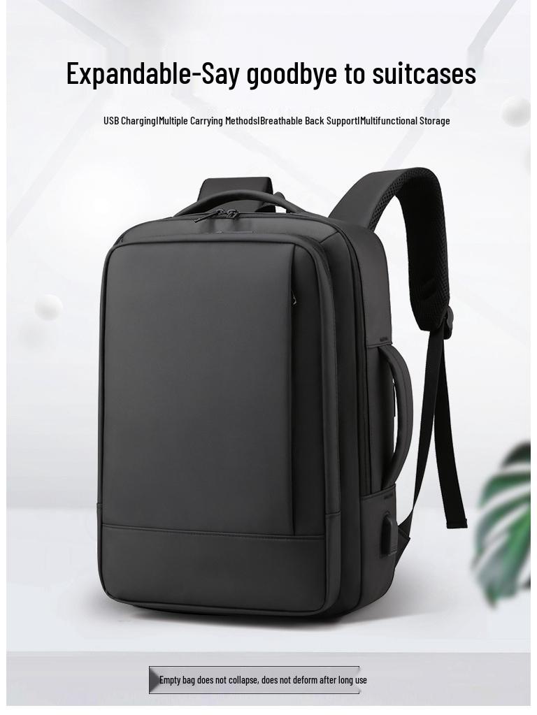 Expandable Business Laptop Backpack - Men's Casual, Large Capacity, Fashionable Commuter Bag