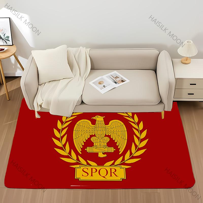 Tappeto con Stampa Logo Romano Vintage Classico Soggiorno Camera da Letto Ufficio Comodino Bagno Tappetini Pavimento Decorazione Casa Tappeto Regalo Arrivo Rapido