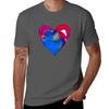 Abstract Watercolor Red And Blue Heart Tshirt Independence Day Short Sleeve Tshirt