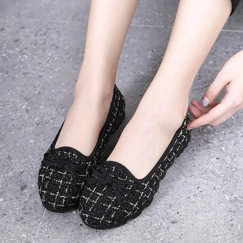 Fashion 2025 New Designer Luxury With Bow Slip On Women's Shoes Walking Cheap Fashion Deals Comfortable and Elegant Y2k Ladies Footwear