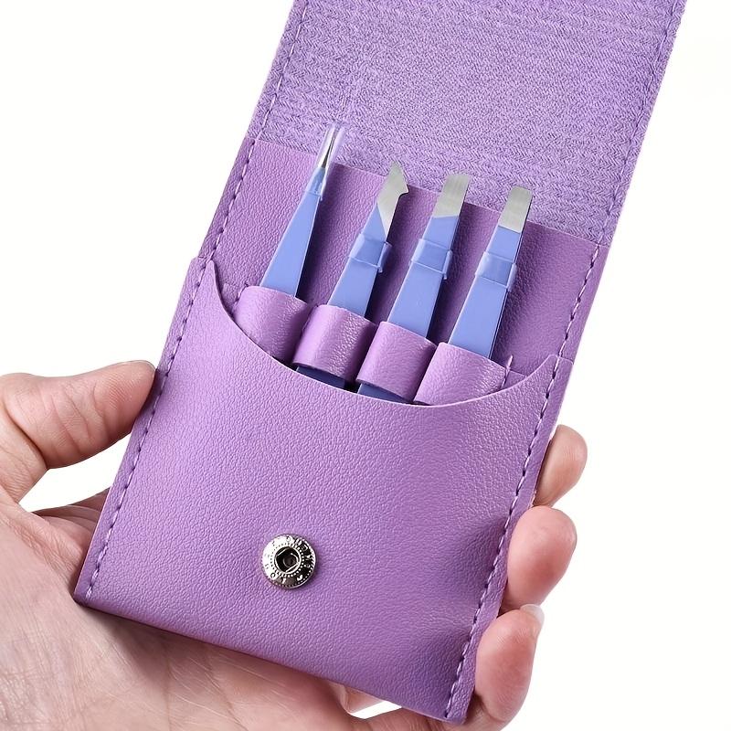 4pcs Professional Hair Removal Tweezers Stainless Steel Slanted Tip for Eyebrows Beard Armpit & False Lashes Precision Grip