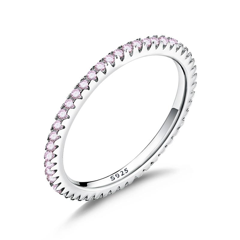 Genuine 100% 925 Sterling Silver Simple Geometric Round Single Stackable Finger Rings For Women Engagement Jewelry CQR066