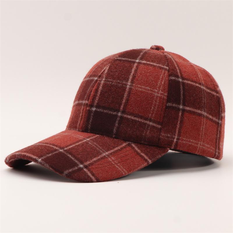 Swing and winter bird grid series baseball cap European and American classic woolen grid wide-brimmed peaked cap