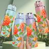 1PC Bright Orange Red Peony Flower Print 750ml Color Plastic Sports Water Bottle Leakproof Flip Straw Lid Suitable for Sports Office Home Use