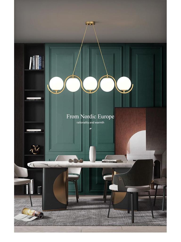 Nordic White Glass Ball Chandelier for Living and Dining Rooms