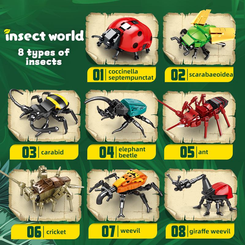 WOMA TOYS 2024 New Latest C0632 Nature Animals Creative Insects Mini Building Blocks Brick Toy Set for Kids