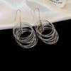 Exaggerated multi-layer circle geometric earrings, fashionable high-end temperament, ear hooks, cold wind earrings