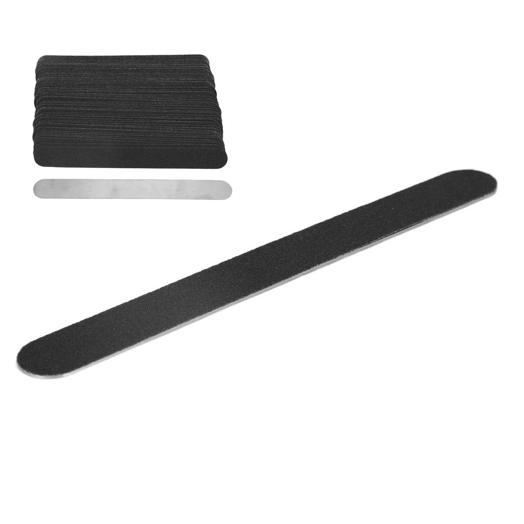 100 Pcs Replacement Nail File Strip Kit with Reusable Stainless Steel Nail File Base Plate