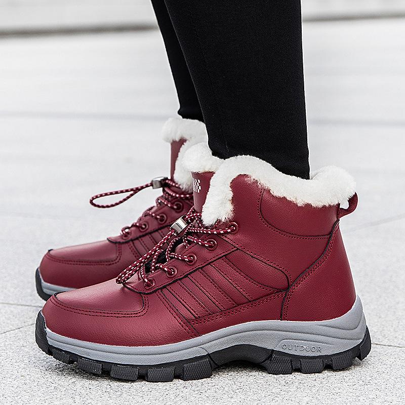 

Hard-wearing Men Snow Boots Unisex Outdoor Non-slip Cotton Shoes Winter Plush Warm Lining High Shoes for Men 41 червоний