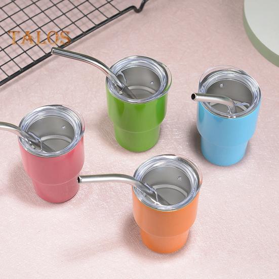60ML Stainless Steel Cup with Straw And Lid Anti Rust Versatile Minimalistic Anti Rust Water Cup for Cocktails Juices
